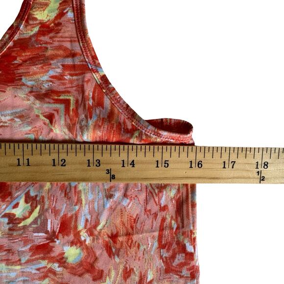 Soffe Women’s Racerback Tank Top M Red Abstract Print Stretchy Activewear - Picture 6 of 7